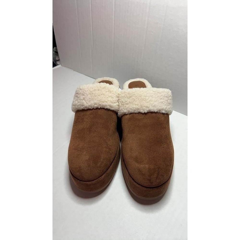 Time and Tru Women's Faux Suede Slippers with Faux Fur Lining